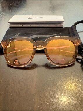 Unisex Nike Transparent Amber Square Sunglasses with Golden Lenses